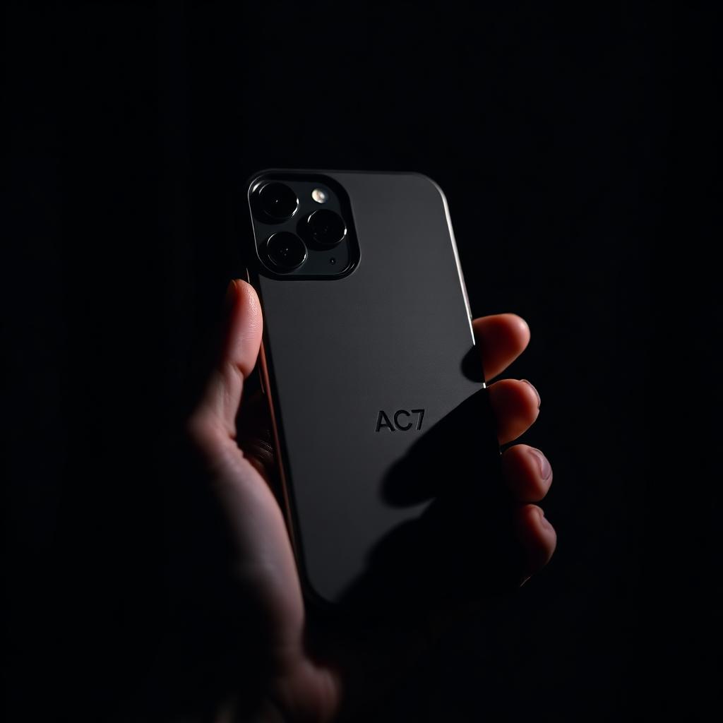 AC7 phone case on iPhone 17 Pro Max — in hand